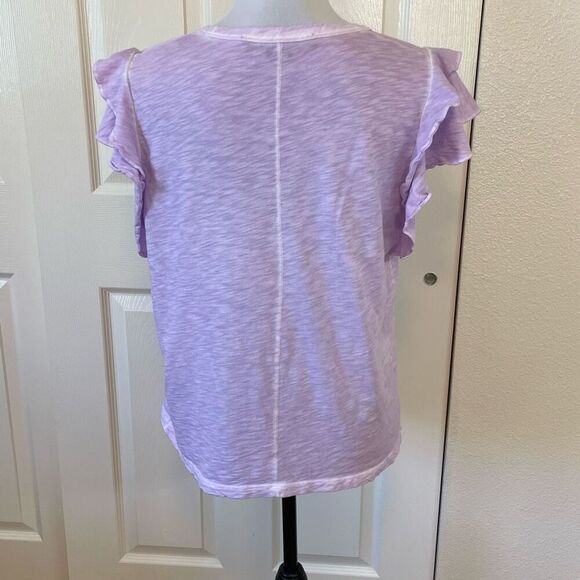 Veronica Beard Akeela Flutter Sleeve T-shirt Heathered Lavender Size Large - Picture 3 of 10